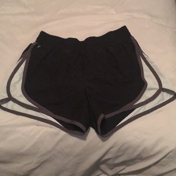 Black running shorts with gray and white designs! - Picture 1 of 2